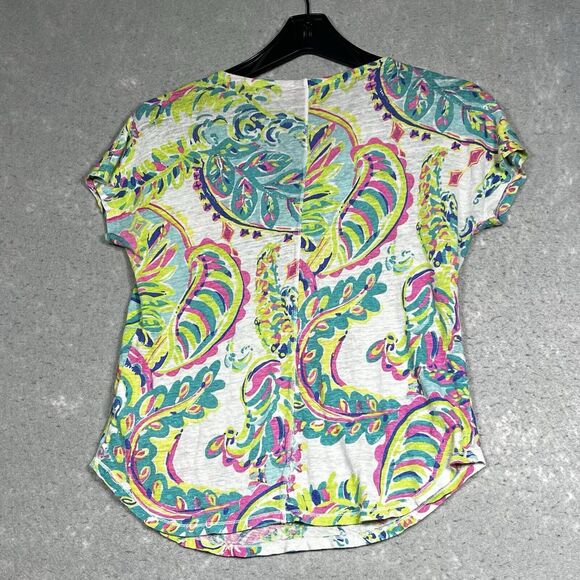 Lilly Pulitzer Shirt Womens Size XXS Blue, Green, Pink, Turquoise & White Linen - Picture 7 of 11